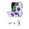 MARSİLYAN™- iPhone 11 Pro Max Kılıf Odak Form Prime - Şeffaf Pasifik Cam Ekran Koruyucu + Renkli Kamera Lens Koruma Cam - SI