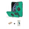 MARSİLYAN™- iPhone 11 Pro Max Kılıf Odak Form Prime - Şeffaf Pasifik Cam Ekran Koruyucu + Renkli Kamera Lens Koruma Cam - PE