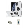 MARSİLYAN™- iPhone 11 Pro Max Kılıf Odak Form Prime - Şeffaf Pasifik Cam Ekran Koruyucu + Yeşil Rainbow Kamera Lens Koruma Cam