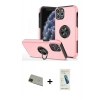 MARSİLYAN™- iPhone 11 Pro Max Kılıf Odak Form Prime - Şeffaf Pasifik Cam Ekran Koruyucu + Yeşil Rainbow Kamera Lens Koruma Cam
