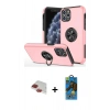 MARSİLYAN™- iPhone 11 Pro Max Kılıf Odak Form Prime - Siyah 18D Cam Ekran Koruyucu + Kırmızı Pers Alüminyum Kamera Lens