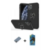 MARSİLYAN™- iPhone 11 Pro Max Kılıf Odak Form Prime - Siyah 18D Cam Ekran Koruyucu + Metal Kamera Lens Koruma Cam - MR