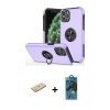 MARSİLYAN™- iPhone 11 Pro Max Kılıf Odak Form Prime - Siyah 18D Cam Ekran Koruyucu + Renkli Kamera Lens Koruma Cam - SI