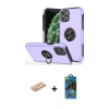 MARSİLYAN™- iPhone 11 Pro Max Kılıf Odak Form Prime - Siyah 18D Cam Ekran Koruyucu + Renkli Kamera Lens Koruma Cam - TU
