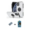 MARSİLYAN™- iPhone 11 Pro Max Kılıf Odak Form Prime - Siyah 18D Cam Ekran Koruyucu + Shine Kamera Lens Koruma Cam - SABE