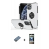 MARSİLYAN™- iPhone 11 Pro Max Kılıf Odak Form Prime - Siyah 34D Hayalet Izgaralı Cam + Metal Kamera Lens Koruma Cam - AKYL