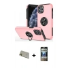 MARSİLYAN™- iPhone 11 Pro Max Kılıf Odak Form Prime - Siyah 34D Hayalet Izgaralı Cam + Rainbow Kamera Lens Koruma Cam - GD