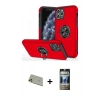 MARSİLYAN™- iPhone 11 Pro Max Kılıf Odak Form Prime - Siyah 34D Hayalet Izgaralı Cam + Rainbow Kamera Lens Koruma Cam - GD