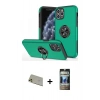 MARSİLYAN™- iPhone 11 Pro Max Kılıf Odak Form Prime - Siyah 34D Hayalet Izgaralı Cam + Rainbow Kamera Lens Koruma Cam - GD
