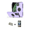 MARSİLYAN™- iPhone 11 Pro Max Kılıf Odak Form Prime - Siyah 34D Hayalet Izgaralı Cam + Rainbow Kamera Lens Koruma Cam - GD