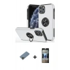 MARSİLYAN™- iPhone 11 Pro Max Kılıf Odak Form Prime - Siyah 34D Hayalet Izgaralı Cam + Shine Kamera Lens Koruma Cam - GD