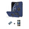 MARSİLYAN™- iPhone 11 Pro Max Kılıf Odak Form Prime - Siyah 34D Hayalet Izgaralı Cam + Metal Kamera Lens Koruma Cam - MI