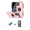 MARSİLYAN™- iPhone 11 Pro Max Kılıf Odak Form Prime - Siyah 34D Hayalet Izgaralı Cam + Metal Kamera Lens Koruma Cam - MI