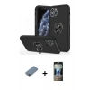 MARSİLYAN™- iPhone 11 Pro Max Kılıf Odak Form Prime - Siyah 34D Hayalet Izgaralı Cam + Metal Kamera Lens Koruma Cam - GD
