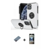 MARSİLYAN™- iPhone 11 Pro Max Kılıf Odak Form Prime - Siyah 34D Hayalet Izgaralı Cam + Shine Kamera Lens Koruma Cam - PE