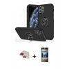 MARSİLYAN™- iPhone 11 Pro Max Kılıf Odak Form Prime - Siyah 34D Hayalet Izgaralı Cam + Pers Alüminyum Kamera Lens - KI