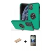 MARSİLYAN™- iPhone 11 Pro Max Kılıf Odak Form Prime - Siyah 34D Hayalet Izgaralı Cam + Renkli Kamera Lens Koruma Cam - PE