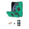 MARSİLYAN™- iPhone 11 Pro Max Kılıf Odak Form Prime - Siyah 34D Hayalet Izgaralı Cam + Renkli Kamera Lens Koruma Cam - MI