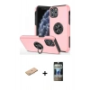 MARSİLYAN™- iPhone 11 Pro Max Kılıf Odak Form Prime - Siyah 34D Hayalet Izgaralı Cam + Renkli Kamera Lens Koruma Cam - PE