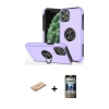 MARSİLYAN™- iPhone 11 Pro Max Kılıf Odak Form Prime - Siyah 34D Hayalet Izgaralı Cam + Renkli Kamera Lens Koruma Cam - PE