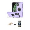 MARSİLYAN™- iPhone 11 Pro Max Kılıf Odak Form Prime - Siyah 34D Hayalet Izgaralı Cam + Renkli Kamera Lens Koruma Cam - SI