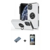 MARSİLYAN™- iPhone 11 Pro Max Kılıf Odak Form Prime - Siyah 34D Hayalet Izgaralı Cam + Shine Kamera Lens Koruma Cam - GI