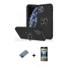 MARSİLYAN™- iPhone 11 Pro Max Kılıf Odak Form Prime - Siyah 34D Hayalet Izgaralı Cam + Shine Kamera Lens Koruma Cam - SH