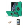 MARSİLYAN™- iPhone 11 Pro Max Kılıf Odak Form Prime - Siyah 34D Hayalet Izgaralı Cam + Renkli Kamera Lens Koruma Cam - YL