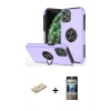 MARSİLYAN™- iPhone 11 Pro Max Kılıf Odak Form Prime - Siyah 34D Hayalet Izgaralı Cam + Renkli Kamera Lens Koruma Cam - YL