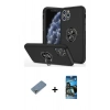 MARSİLYAN™- iPhone 11 Pro Max Kılıf Odak Form Prime - Siyah 34D Izgaralı Cam + Metal Kamera Lens Koruma Cam - GS