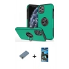 MARSİLYAN™- iPhone 11 Pro Max Kılıf Odak Form Prime - Siyah 34D Izgaralı Cam + Metal Kamera Lens Koruma Cam - GS