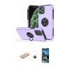 MARSİLYAN™- iPhone 11 Pro Max Kılıf Odak Form Prime - Siyah 34D Izgaralı Cam + Sarı Renkli Kamera Lens Koruma Cam