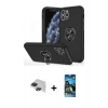 MARSİLYAN™- iPhone 11 Pro Max Kılıf Odak Form Prime - Siyah 34D Izgaralı Cam + Pers Alüminyum Kamera Lens - SH