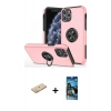 MARSİLYAN™- iPhone 11 Pro Max Kılıf Odak Form Prime - Siyah 34D Izgaralı Cam + Yeşil Renkli Kamera Lens Koruma Cam