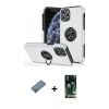 MARSİLYAN™- iPhone 11 Pro Max Kılıf Odak Form Prime - Siyah 360 Mat Full Body Arka Koruyucu + Gümüş Shine Kamera Lens Koruma Cam