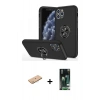 MARSİLYAN™- iPhone 11 Pro Max Kılıf Odak Form Prime - Siyah 360 Mat Full Body Arka Koruyucu + Renkli Kamera Lens Koruma Cam - PE