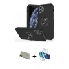 MARSİLYAN™- iPhone 11 Pro Max Kılıf Odak Form Prime - Siyah 3D Antistatik Cam Ekran Koruyucu + Rainbow Kamera Lens Koruma Cam - GD