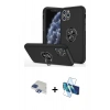 MARSİLYAN™- iPhone 11 Pro Max Kılıf Odak Form Prime - Siyah 3D Antistatik Cam Ekran Koruyucu + Pers Alüminyum Kamera Lens - LT