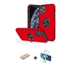 MARSİLYAN™- iPhone 11 Pro Max Kılıf Odak Form Prime - Siyah 3D Antistatik Cam Ekran Koruyucu + Renkli Kamera Lens Koruma Cam - YL