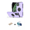 MARSİLYAN™- iPhone 11 Pro Max Kılıf Odak Form Prime - Siyah 3D Antistatik Cam Ekran Koruyucu + Renkli Kamera Lens Koruma Cam - YL