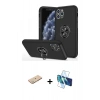 MARSİLYAN™- iPhone 11 Pro Max Kılıf Odak Form Prime - Siyah 3D Antistatik Cam Ekran Koruyucu + Renkli Kamera Lens Koruma Cam - YL