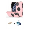 MARSİLYAN™- iPhone 11 Pro Max Kılıf Odak Form Prime - Siyah 3D Antistatik Cam Ekran Koruyucu + Renkli Kamera Lens Koruma Cam - YL