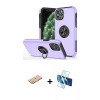 MARSİLYAN™- iPhone 11 Pro Max Kılıf Odak Form Prime - Siyah 3D Antistatik Cam Ekran Koruyucu + Renkli Kamera Lens Koruma Cam - TU
