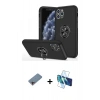 MARSİLYAN™- iPhone 11 Pro Max Kılıf Odak Form Prime - Siyah 3D Antistatik Cam Ekran Koruyucu + Shine Kamera Lens Koruma Cam - PE