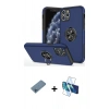MARSİLYAN™- iPhone 11 Pro Max Kılıf Odak Form Prime - Siyah 3D Antistatik Cam Ekran Koruyucu + Shine Kamera Lens Koruma Cam - MI