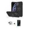 MARSİLYAN™- iPhone 11 Pro Max Kılıf Odak Form Prime - Siyah 3D Antistatik Hayalet Cam Ekran Koruyucu + Pers Alüminyum Kamera Lens - LT