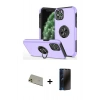 MARSİLYAN™- iPhone 11 Pro Max Kılıf Odak Form Prime - Siyah 3D Antistatik Hayalet Cam Ekran Koruyucu + Rainbow Kamera Lens Koruma Cam - GD