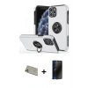 MARSİLYAN™- iPhone 11 Pro Max Kılıf Odak Form Prime - Siyah 3D Antistatik Hayalet Cam Ekran Koruyucu + Rainbow Kamera Lens Koruma Cam - GD