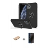 MARSİLYAN™- iPhone 11 Pro Max Kılıf Odak Form Prime - Siyah 3D Antistatik Hayalet Cam Ekran Koruyucu + Renkli Kamera Lens Koruma Cam - TU