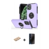 MARSİLYAN™- iPhone 11 Pro Max Kılıf Odak Form Prime - Siyah 3D Antistatik Hayalet Cam Ekran Koruyucu + Renkli Kamera Lens Koruma Cam - PE